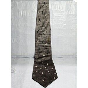 Pierre Cardin 100% Silk Men’s Extra Long Necktie Tie Silver Leaf 61L